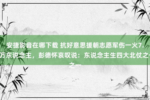 安捷影音在哪下载 抗好意思援朝志愿军伤一火7.5万东说念主，彭德怀哀叹说：东说念主生四大北仗之一