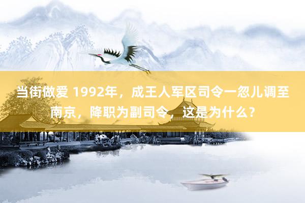 当街做爱 1992年，成王人军区司令一忽儿调至南京，降职为副司令，这是为什么？