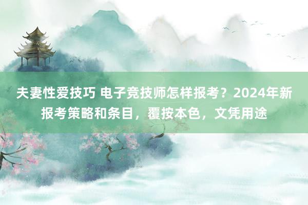 夫妻性爱技巧 电子竞技师怎样报考？2024年新报考策略和条目，覆按本色，文凭用途