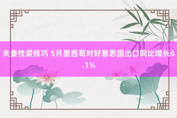 夫妻性爱技巧 5月墨西哥对好意思国出口同比增长6.1%