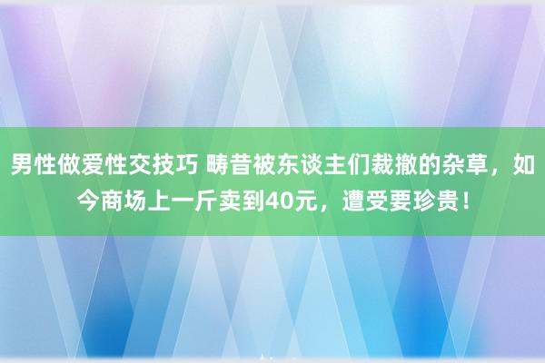 男性做爱性交技巧 畴昔被东谈主们裁撤的杂草，如今商场上一斤卖到40元，遭受要珍贵！