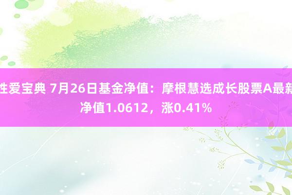 性爱宝典 7月26日基金净值：摩根慧选成长股票A最新净值1.0612，涨0.41%