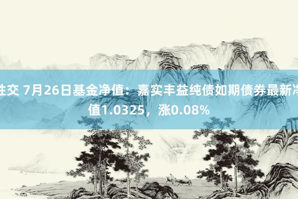 性交 7月26日基金净值：嘉实丰益纯债如期债券最新净值1.0325，涨0.08%