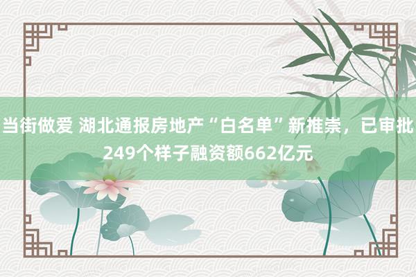 当街做爱 湖北通报房地产“白名单”新推崇，已审批249个样子融资额662亿元