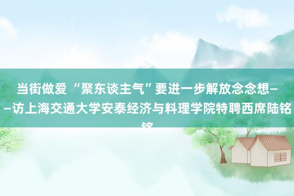 当街做爱 “聚东谈主气”要进一步解放念念想——访上海交通大学安泰经济与料理学院特聘西席陆铭