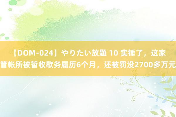 【DOM-024】やりたい放題 10 实锤了，这家管帐所被暂收歇务履历6个月，还被罚没2700多万元